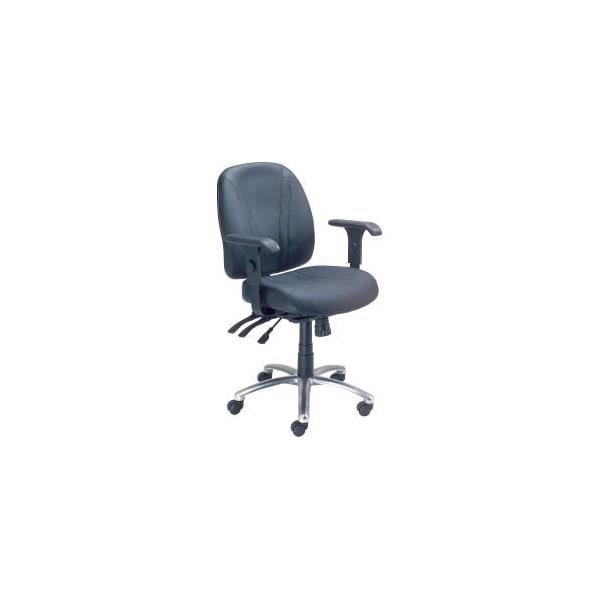 Global Equipment Interion Office Chair With Mid Back Adjustable Arms, Leather, Black 506399 - main